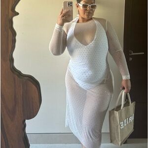 Still in stock| Diamante Mesh Crew Neck Dress - White Bridal Outfit